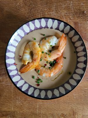 Recette Entrée de fête : pannacotta à la bisque de homard et crevettes