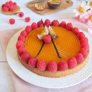 Recette Tarte tourbillon amande framboise passion {vegan}