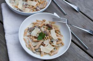 Recette One-pot pasta aux champignons et fromage frais