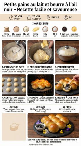 Recette Petits pains au lait et beurre à l’ail noir – Recette facile et savoureuse