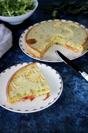 Recette Quiche de polenta aux courgettes et son cœur de chorizo fondant