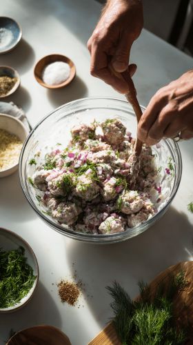 Recette Juicy Greek Turkey Meatballs with Creamy Tzatziki Twist