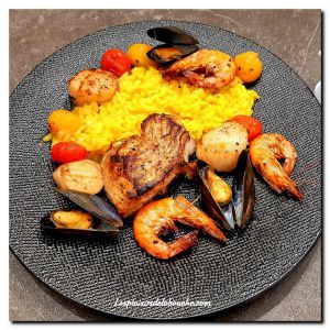 Recette Cabillaud, risotto safrané et fruits de Mer
