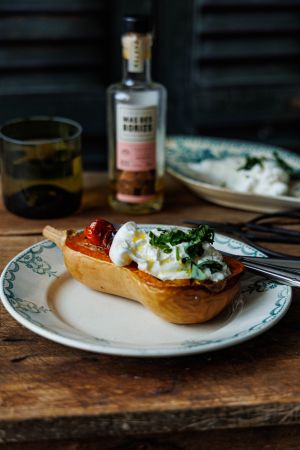 Recette Butternut au four tomates cerises et burrata