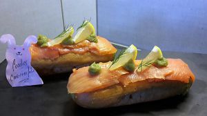 Recette Éclair avocat, saumon et wasabi