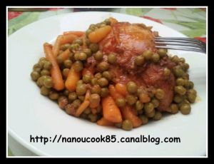 Recette Cuisses de poulet et petit pois carottes