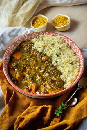 Recette Dahl de lentilles vertes au potimarron