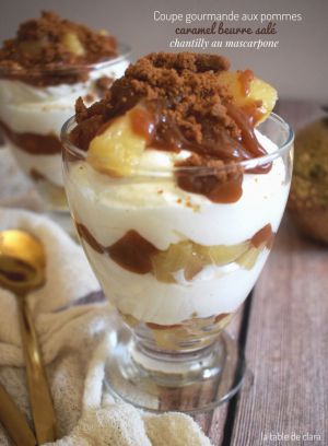 Recette Coupe gourmande aux pommes, caramel beurre salé et chantilly au mascarpone