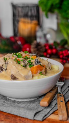 Recette Blanquette de poulet traditionnelle aux champignons