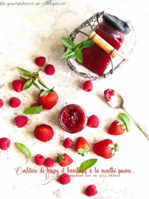 Recette Confiture fraise-framboises à la menthe poivrée