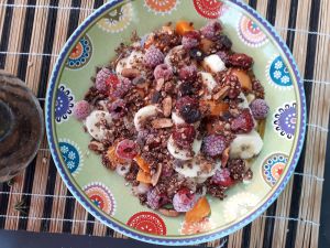 Recette Granola Quinoa/choco/cacahuète (oui tout ça!!) {Vegan}