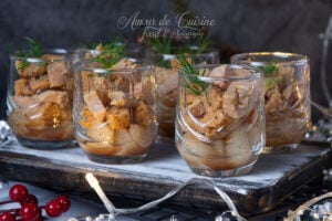 Recette Verrines foie gras, poire et pain d’épices : apéritif chic et facile