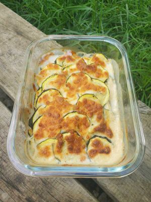 Recette Gratin de courgettes aux lardons au Thermomix