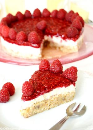 Recette Cheesecake vegan à la framboise (sans gluten, sans lactose, sans sucre ajouté)