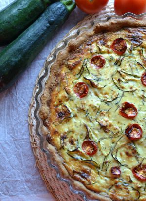 Recette Tarte à la brousse de brebis courgettes et tomates cerises #végétarien