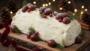 Recette Offrez un Noël mémorable avec cette bûche aux marrons onctueuse et délicatement parfumée, à préparer la veille pour un dessert parfait