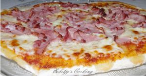Recette Pizza au jambon & lardons
