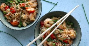 Recette Nouilles chinoises aux crevettes et légumes