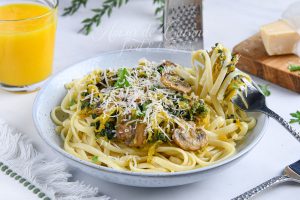 Recette Pâtes à la courge spaghetti, épinards et champignons