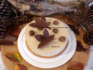 Recette Tarte Collobrières d'après Thierry Bamas : sablé châtaigne, biscuit châtaigne, compote de coing, onctueux marron et brisures de marron