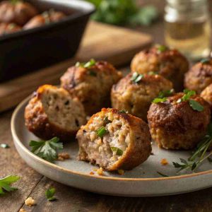 Recette Beef Sausage Stuffing Bites – Thanksgiving Appetizer