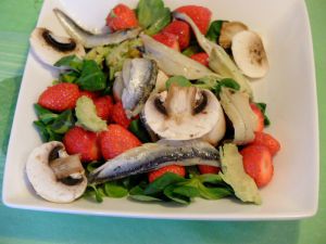 Recette Salade d’avocat, fraise et filet d’anchois