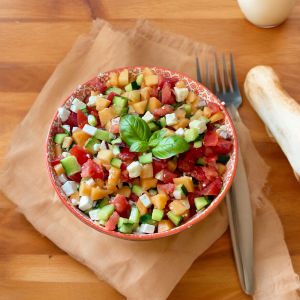 Recette Salade de melon, tomates, concombre & feta