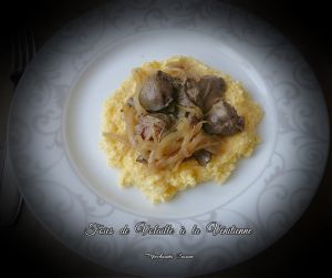 Recette Foies de volailles à la vénitienne, polenta crémeuse