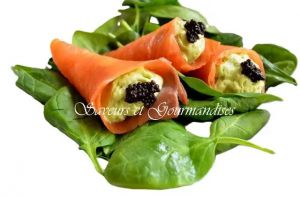 Recette Saumon fumé en cornets  à la mousse d’avocat