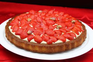 Recette Tarte aux fraises sur biscuit madeleine
