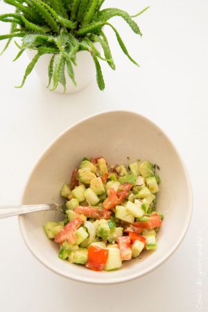 Recette Salade de tomates, courgette et avocat