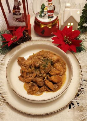 Recette Aiguillettes de poulet aux châtaignes et champignons