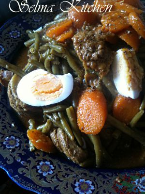Recette Tajine de viande haricots-vert,carottes.Tajine facile ,tajine marocain