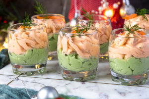 Recette Verrines de tarama, avocat et crevettes marinées au citron