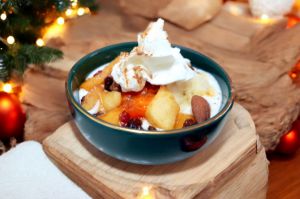 Recette DESSERT - bol de fromage mascarpone miel aux fruits et vitamine C CAMU CAMU