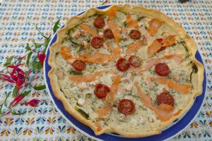 Recette Tarte aux courgettes saumon et truite fumée