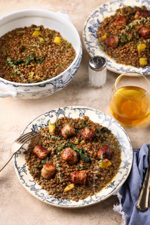 Recette Saucisses aux lentilles