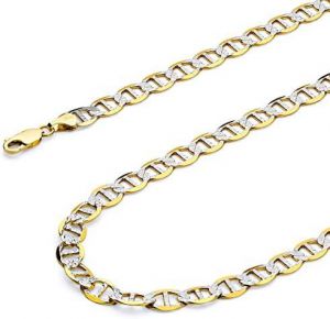 Recette Elevate Your Style with Wellingsale 14K Solid Gold Flat Mariner Chains