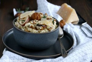 Recette Risotto aux châtaignes et champignons shiitake