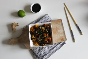 Recette Wok de nouilles à la courge butternut