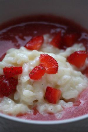 Recette Risotto à la vanille, coulis de fraise