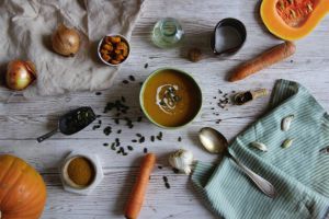 Recette Crème de butternut et carottes au curry