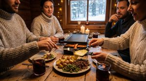 Recette Délice fondant : Raclette revisitée au steak haché et éclats de poivron vert