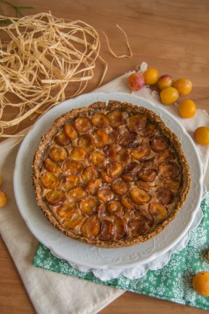 Recette Tarte à la mirabelle et crème pâtissière à l'amande (vegan)