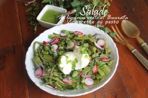 Recette Salade de légumes verts et burrata vinaigrette au pesto