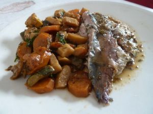 Recette Chinchard aux herbes (cousin du maquereau) garniture carotte et panais