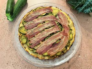 Recette Tarte tatin de courgettes au lard