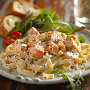 Recette Pâtes au saumon et à la crème : recette rapide