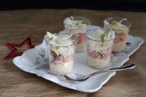 Recette Verrine d’aïoli de coing, thon et fenouil