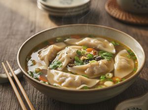 Recette Soupe de raviolis chinois végétariens : recette maison simple et savoureuse